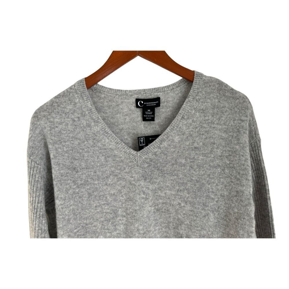 Bloomingdale's 100% Cashmere V-neck Sweater Oversized Relaxed Size XS - Picture 4 of 11